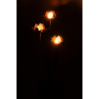 Lampada da tavolo a LED a forma di fiore rosa in metallo nero, 20,8 x 18,7 x 36,5 cm