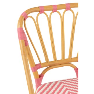 Silla de mimbre rosa 47 x 56 x 85 cm