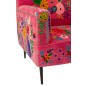 Sillón con respaldo bajo de tela rosa y madera de mango, 64 x 75 x 84 cm Sillón con respaldo bajo de tela rosa y madera de mango, 64 x 75 x 84 cm