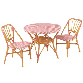 Tavolino in rattan rosa 89x90x75 cm