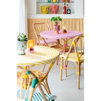 Tavolino in rattan rosa 89x90x75 cm