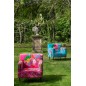 Fauteuil à fleur en tissu rose et bois de manguier 64x75x84 cm Fauteuil à fleur en tissu rose et bois de manguier 64x75x84 cm