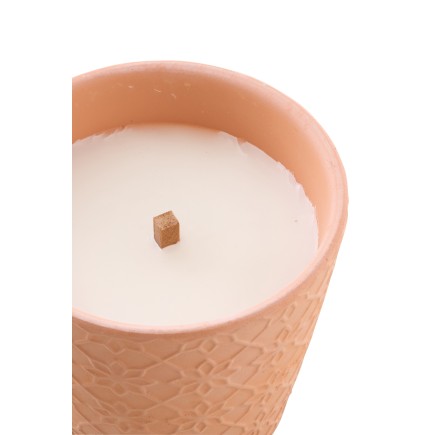 Candela in ceramica beige 12x12x11 cm