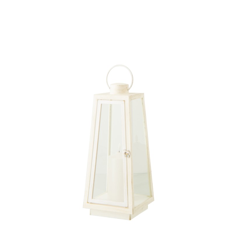 Lanterna com vela LED em vidro branco 17 x 17 x 40,5 cm Lanterna com vela LED em vidro branco 17 x 17 x 40,5 cm