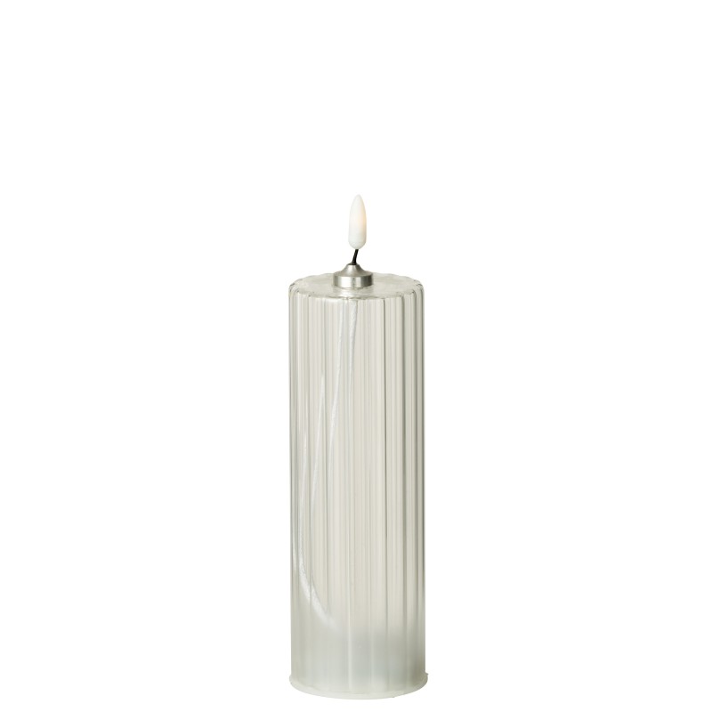 Candela a LED in vetro trasparente 6x6x18 cm Candela a LED in vetro trasparente 6x6x18 cm