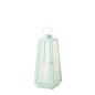 Lanterna con candela a LED in vetro turchese 17x17x40,5 cm Lanterna con candela a LED in vetro turchese 17x17x40,5 cm