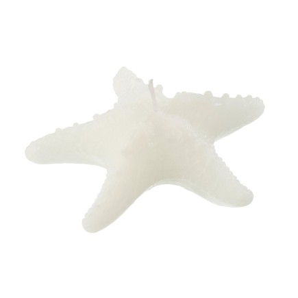 Vela con forma de estrella de mar, 2 horas, blanca, 13 x 13 x 4,5 cm