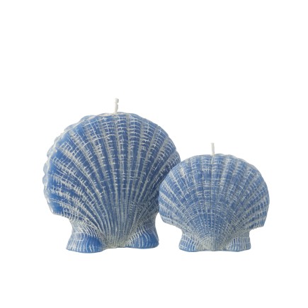 Vela em forma de concha, 8 horas, azul, 13 x 5 x 12 cm