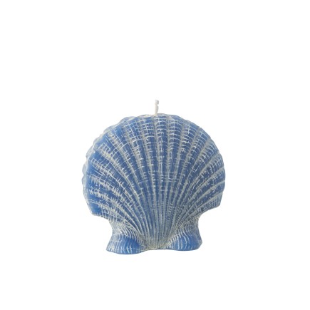 Vela em forma de concha, 8 horas, azul, 13 x 5 x 12 cm