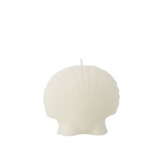 Candela a forma di conchiglia, 8 ore, bianca, 13x5x12 cm