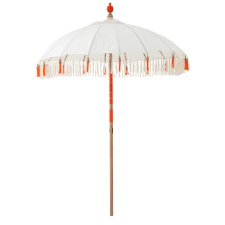 Parasol « Flavie » en bois et coton beige 180x180x260 cm