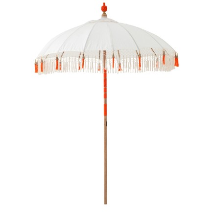 Parasol « Flavie » en bois et coton beige 180x180x260 cm