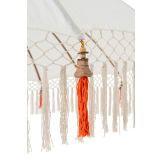 Parasol « Flavie » en bois et coton beige 180x180x260 cm