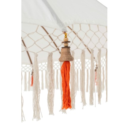Parasol « Flavie » en bois et coton beige 180x180x260 cm