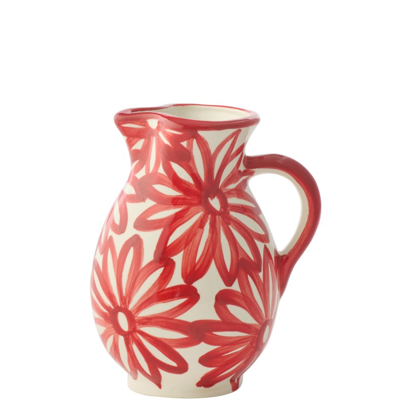 Jarrón de flores de cerámica roja, 17 x 17 x 21 cm