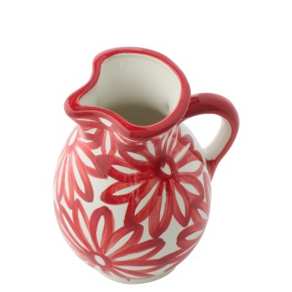 Jarrón de flores de cerámica roja, 17 x 17 x 21 cm