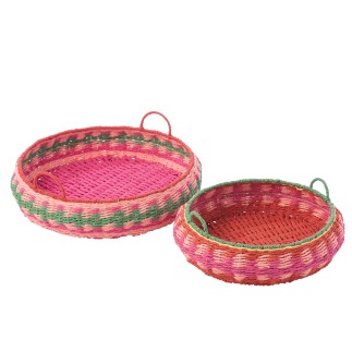 Juego de 2 bandejas decorativas de papel multicolor, 50 x 50 x 14 cm