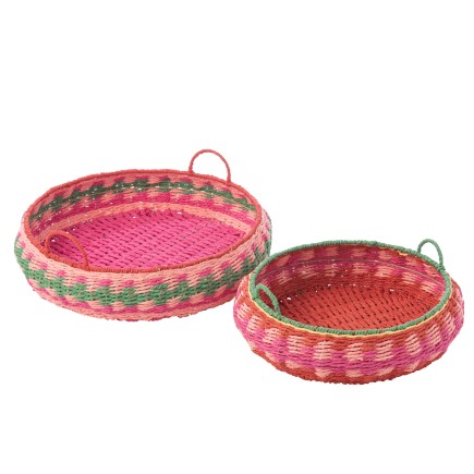 Juego de 2 bandejas decorativas de papel multicolor, 50 x 50 x 14 cm