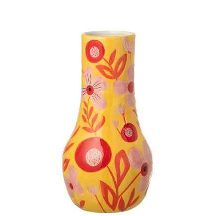 Vaso de flores em cerâmica multicolorida 18,5 x 18,5 x 34 cm
