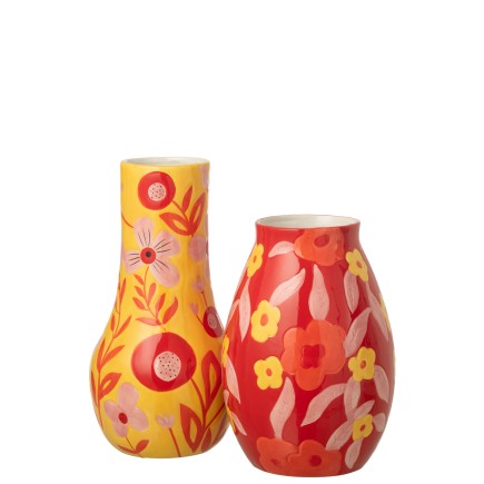 Vase fleurs en céramique multicouleur 18.5x18.5x34 cm