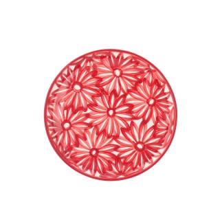 Platos con motivos florales de cerámica roja, 34 x 34 x 2,5 cm