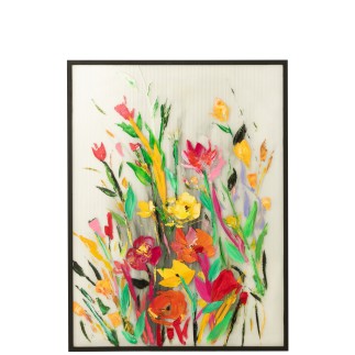 Cuadro de flores en acrílico multicolor, 92,5 x 4,5 x 122,5 cm