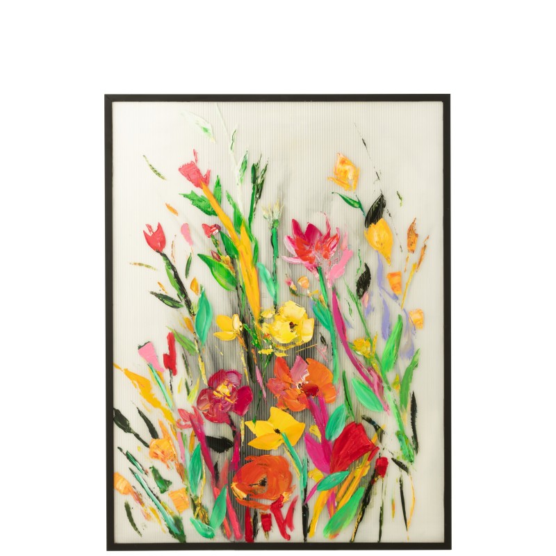 Cuadro de flores en acrílico multicolor, 92,5 x 4,5 x 122,5 cm Cuadro de flores en acrílico multicolor, 92,5 x 4,5 x 122,5 cm