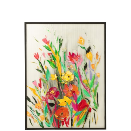 Tableau de fleurs en acrylique multicouleur 92.5x4.5x122.5 cm