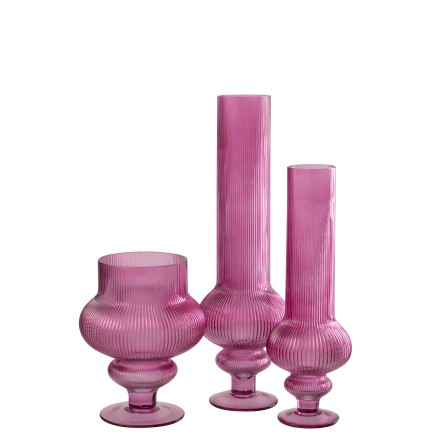 Jarrón «Ada» de cristal rosa, 15,3 x 15,3 x 50 cm