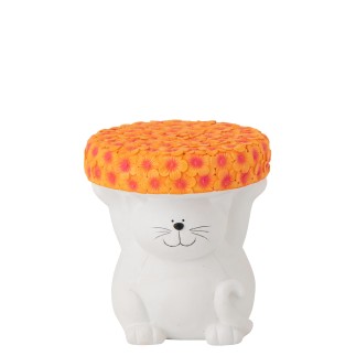 Mesita auxiliar «Gato» de poliresina blanca, 32,5 x 32,5 x 34,5 cm