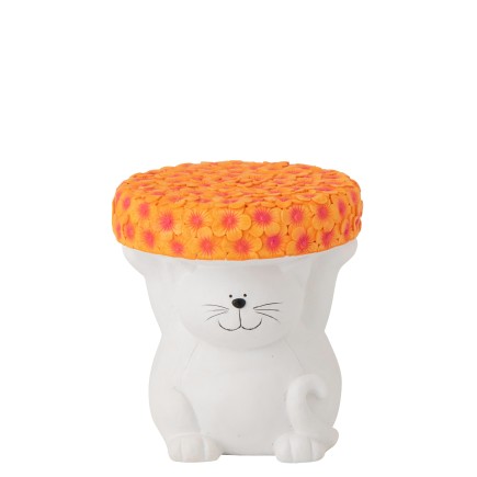 Mesita auxiliar «Gato» de poliresina blanca, 32,5 x 32,5 x 34,5 cm