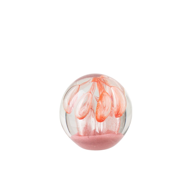 Presse-papier boule en verre orange 8x8x8 cm