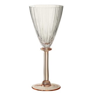 Verre à vin pied rose en verre transparent 9.5x8.5x23 cm