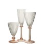 Bicchiere da champagne con stelo rosa in vetro trasparente, 7x7x25 cm Bicchiere da champagne con stelo rosa in vetro trasparente, 7x7x25 cm