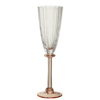 Verre à champagne pied rose en verre transparent 7x7x25 cm