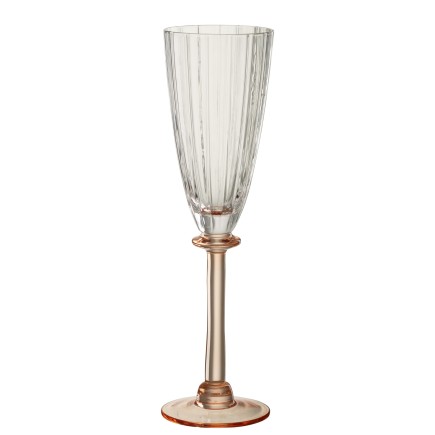 Verre à champagne pied rose en verre transparent 7x7x25 cm