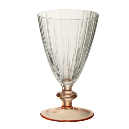 Verre ligné pied rose en verre transparent 8.8x8x15 cm