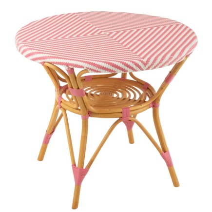 Mesa de ratán rosa, 89 x 90 x 75 cm