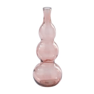 Jarrón con forma de botella de cristal rosa, 17 x 17 x 48 cm