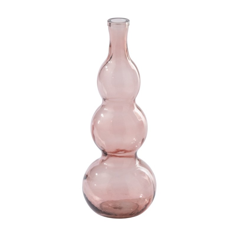 Jarrón con forma de botella de cristal rosa, 17 x 17 x 48 cm Jarrón con forma de botella de cristal rosa, 17 x 17 x 48 cm