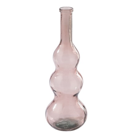 Jarrón de cristal rosa con forma de botella, 26,5 x 26,5 x 75 cm