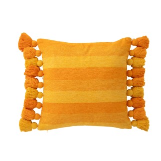 Cojín de algodón naranja con volantes, 50 x 50 x 15 cm