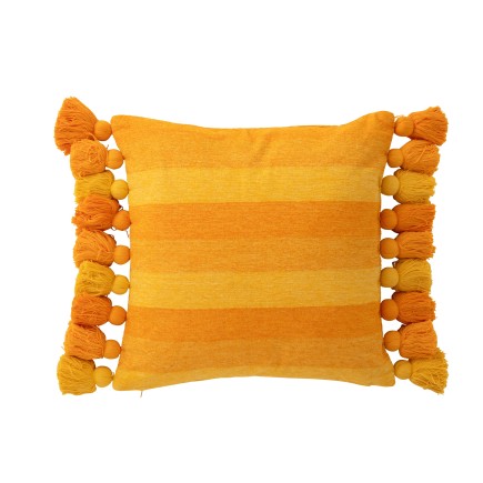 Coussin floches en coton orange 50x50x15 cm