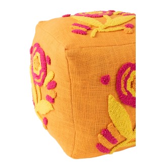 Pouf carré en coton orange 40x40x40 cm
