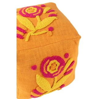 Pouf carré en coton orange 40x40x40 cm