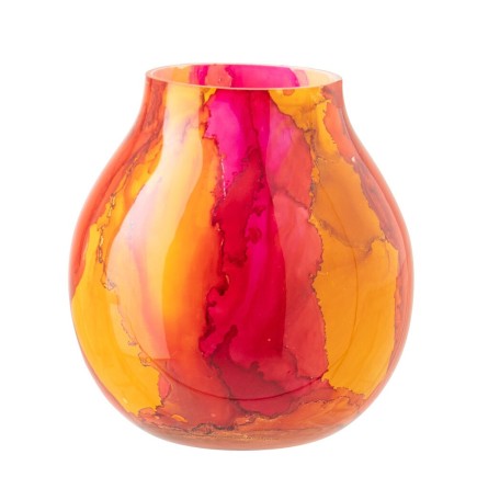 Photophore en verre orange 14x14x16 cm