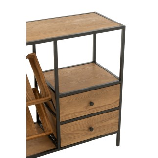 Botellero de madera beige, 120 x 33 x 77 cm