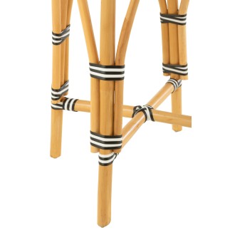 Sgabello da bar in rattan beige, bianco e nero, 38x38x65 cm