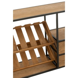 Botellero de madera beige, 120 x 33 x 77 cm