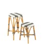 Banco de bar em rattan bege, branco e preto, 38 x 38 x 65 cm